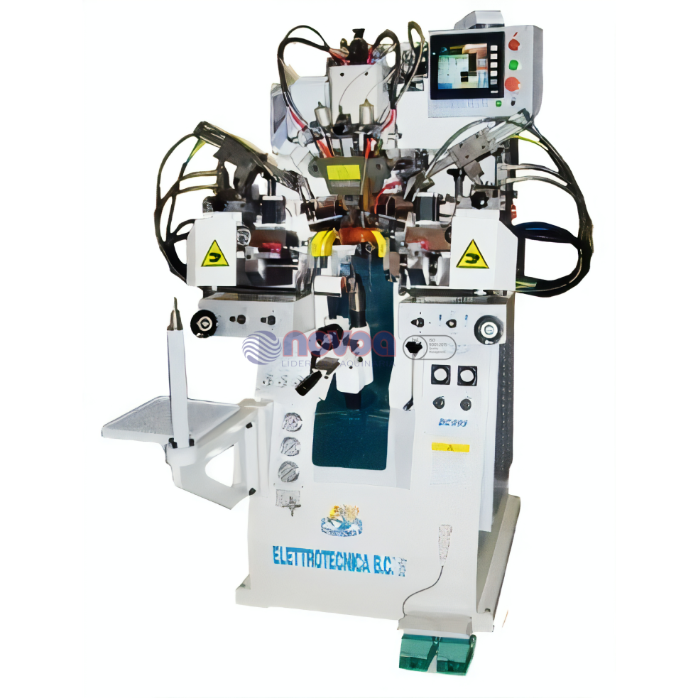Elettrotecnica BC 999 RC. Máquina de montar talones y lados con rodillos, con termoplástico, programada.