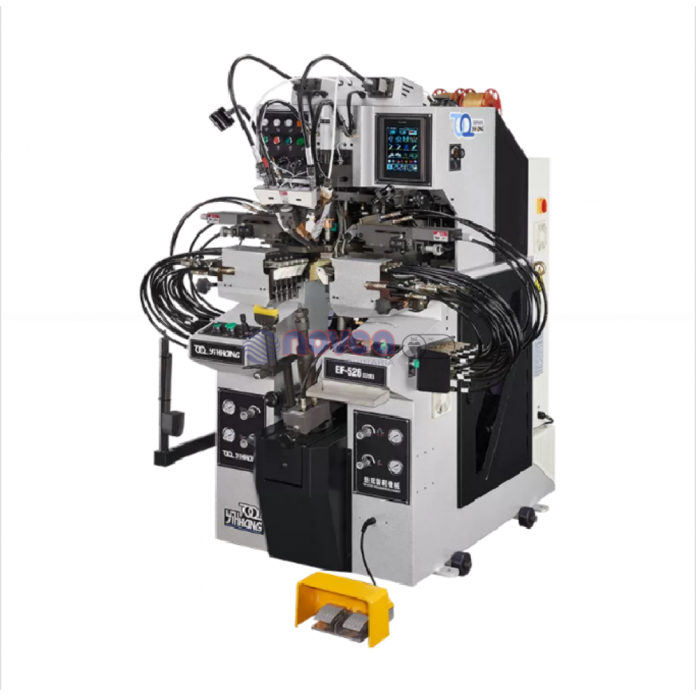 Yihhong EF-526MAS. Máquina de montar talones y lados con trazador de trayectoria de adhesivo.